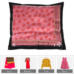 Heart Home Saree Cover | Clothes Storage Bag | Single Packing Saree with Zip Closure | Wardrobe Organizer | Cloth Stoarge Organizer | Plain Saree Cover | Pack of 12 | Black