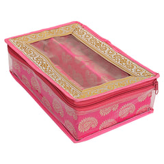 Kuber Industries Brocade Hardboard 2 Rod Bangle Box (Pink)