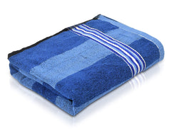 Heart Home Lining Design Soft Cotton Bath Towel, 30"x60"- Pack of 4 (Blue)-44HH0557