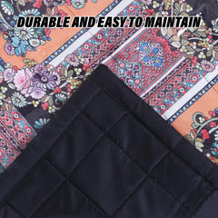 Kuber Industries Food Mat | Digital Flower Print Bed Server | Laminated Bed Protector for Home | Bed Server for Bedsheet | 27 Inch | Black