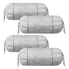 Kuber Industries Bolster Covers | Cotton Bolster Cover Set | Diwan Bolster Cover Set | Bolster Pillow Cover | Khakhi Printed Masand Cover | 16x32 Inch | Pack of 4 | White