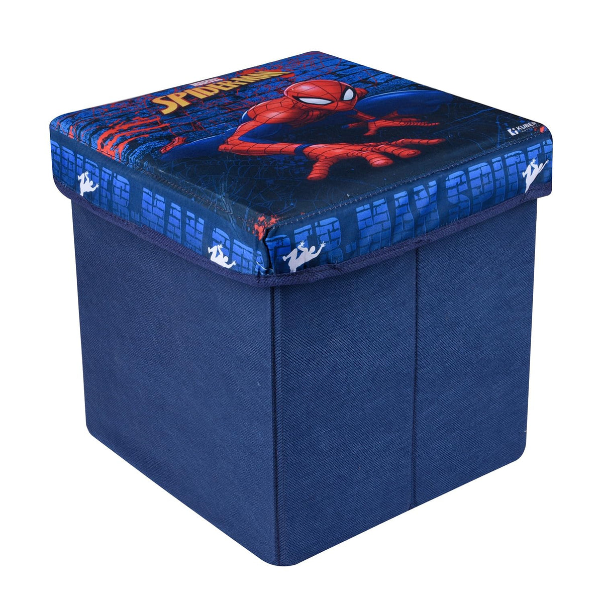Heart Home Marvel Spider-Man Storage Sitting Stool | Foldable Storage Box | Storage Sitting Stool for Kids Room | Stool For Living Room | Storage Stool Box For Toys | Blue