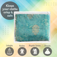 Heart Home Saree Cover | Clothes Storage Bag | Single Packing Saree with Zip Closure | Wardrobe Organizer | Cloth Stoarge Organizer | Plain Saree Cover | Pack of 12 | White