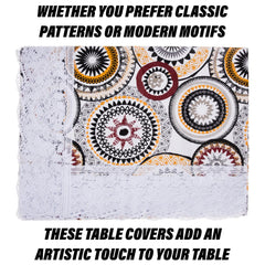 Heart Home Table Cover | PVC Dining Table Cover | Table Cloth | Center Table Cover | Table Cover for Kitchen Table | Rangoli Table Cover for Hall Décor | 54 Inch | White