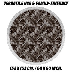 Heart Home Round Table Cover | PVC Table Cloth for Round Tables | 4 Seater Round Table Cloth | 3D Leaf Kitchen Dining Tablecloth | Tabletop Cover | 60 Inch | Brown