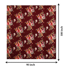 Kuber Industries Double Bedsheet|Glace Cotton Flower Print Bedsheet with 2 Pillow Covers for Living Room|Bedroom|90x100 Inch (Maroon)