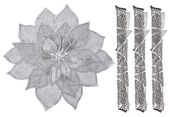 Kuber Industries Flower Design Dining Table Mats 4 Pieces | Anti Slip & Heat Resistant Mats for Dining Table | Smooth Surface Food Plate Pads for Dinner | PVC Bed Side Table Mats for Bedroom (Silver)