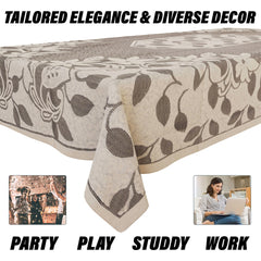 Heart Home Center Table Cover | Net Table Cloth Cover | 4 Seater Table Cloth | Flower Table Cover | Table Protector | Table Cover for Center Table | 40x60 Inch | S21 | Cream