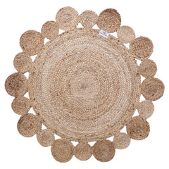 Heart Home Hand Woven Carpet Rugs|Natural Braided Jute Door mat|Multi Round Circle Mat for Bedroom,Living Room,Dining Room,Yoga,92x92 cm,(Brown)