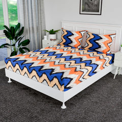 Heart Home Double Bedsheet | Premium Cotton Bedsheet with 2 Pillow Covers | Bedsheet for Bedroom | Bedsheet for Double Bed | ZIg Zag Box-Design Bedsheet | Multi