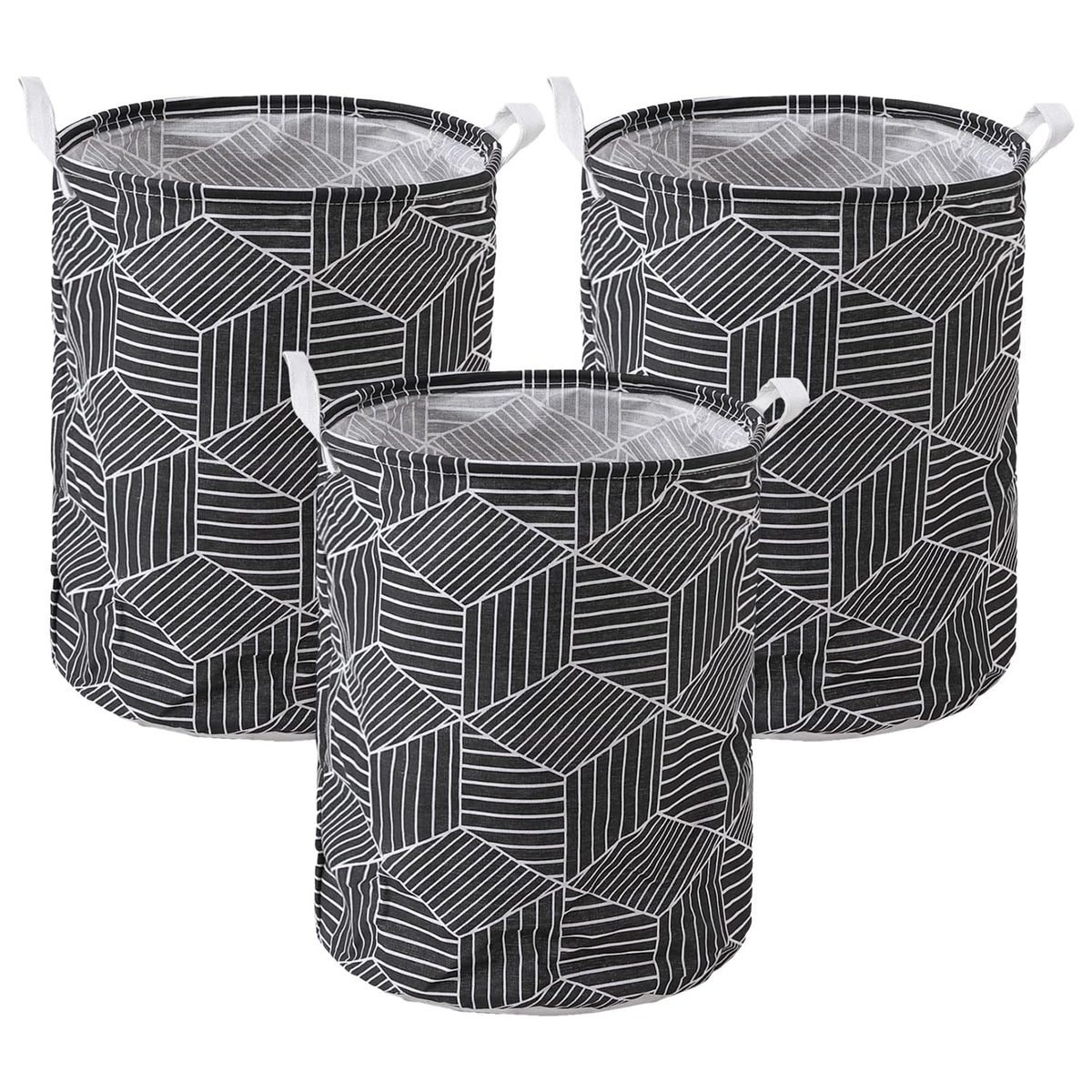 Kuber Industries Laundry Basket For Clothes|Foldable Laundry Hamper|Basket For Toys, Dirty clothes, Storage "45 LTR"-Pack of 3 (Black)
