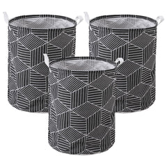 Kuber Industries Laundry Basket For Clothes|Foldable Laundry Hamper|Basket For Toys, Dirty clothes, Storage "45 LTR"-Pack of 3 (Black)