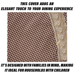 Heart Home Round Table Cover | Table Cloth for Round Tables | 4 Seater Round Table Cloth | Barik Check Kitchen Dining Tablecloth | Tabletop Cover | 60 Inch | Brown