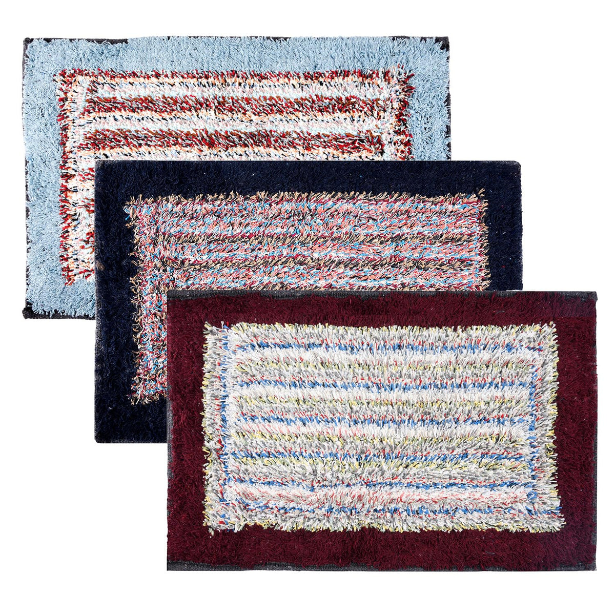 Kuber Industries Door Mat | Dust Trapper Mat | Door Entrance Mat | Anti-Skid Door Mat | Floor Mat for Home Entrance | Cotton Border Door Mat | Entryway Door Mat | Pack of 3 | Multi
