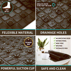 Kuber Industries Polyvinyl Chloride Floral Non Slip Bathroom Bathtub Shower Bath Mat with Suction Cups (Assorted Design and Color, Standard)