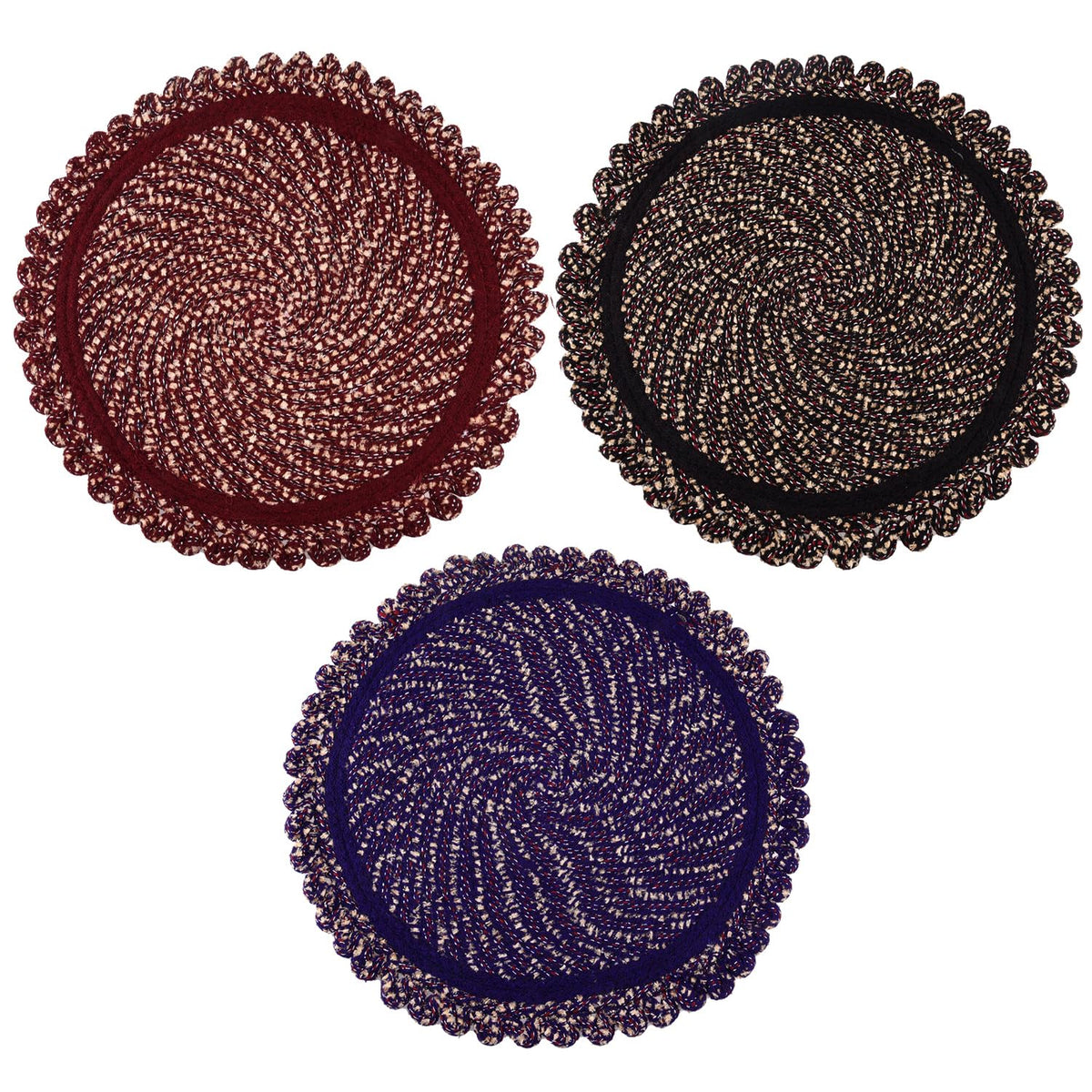 Heart Home Door Mat | Round Shape Feather Door Mat | Cotton Reversible Mat | Door Mat for Kitchen | Door Mat for Home | 20 Inch | Large | Pack of 3 | Multi