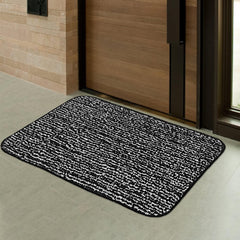 Kuber Industries Super Soft Door mat|Microfiber Anti-Slip Water Absorbant Fluffy Floor Mat|Entrance Mat for Kitchen,Bedside,Door,Living Room,60x40 cm,Set of 2|Bold and Thin Stripes (Pack of 1)