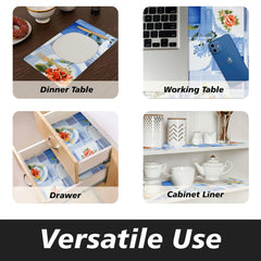 Heart Home Shelf Liner | Kitchen Cabinet Shelf Protector | Kitchen Liners for Cabinets and Drawers | Drawer Liner Mat | Flower Check Shelf Liner Roll | Cabinet Mat | 3 MTR | Blue