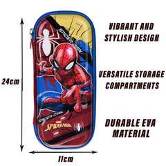 Heart Home Marvel Spider-Man Pencil Pouch | School Pencil Case for Kids | Pen-Pencil Box for Kids | Geometry Box | Compass Box | School Stationery Supplies | Pack of 3 | Red