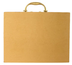 Kuber Industries 3 Rods Bangle Organizer Box Soft Leather Coated Jewelry Storage Case With Small Mirror & Lock System (Gold)