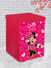 Kuber Industries Disney Minnie Print Non Woven Fabric Foldable Laundry Organiser With Lid & Handles (Set Of 2, Pink)-KUBMART16287