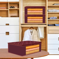 Heart Home Saree Cover | Clothes Storage Bag | Parachute Storage Organizer Bag | Zip Closure Saree Cover | Wardrobe Organizer | Dot Border-Design | 6 Inch | Pack of 12 | Maroon