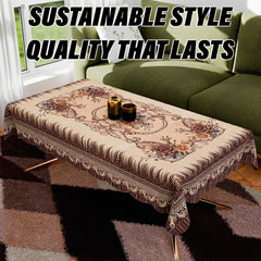 Heart Home Center Table Cover | Polyester Table Cloth Cover | 4 Seater Table Cloth | Pancy Panting Table Cover | Table Protector | Table Cover for Center Table | 40x60 Inch | Brown