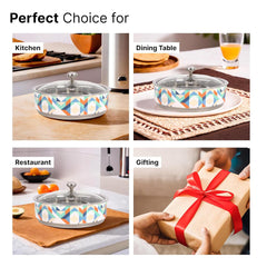 Kuber Industries Pack of 4 Stainless Steel 1.5L Insulated Roti Box with Transparent Glass Lid - Chapati Casserole for Serving & Kitchen - Multicolor