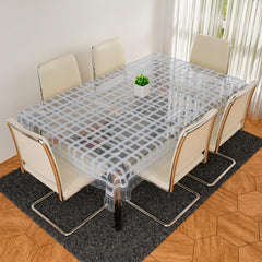 Kuber Industries Dining Table Cover | PVC Table Cloth Cover | 6 Seater Table Cloth | Self Check Table Cover | Table Protector | Table Cover for Dining Table | 60x90 Inch | DTC | White