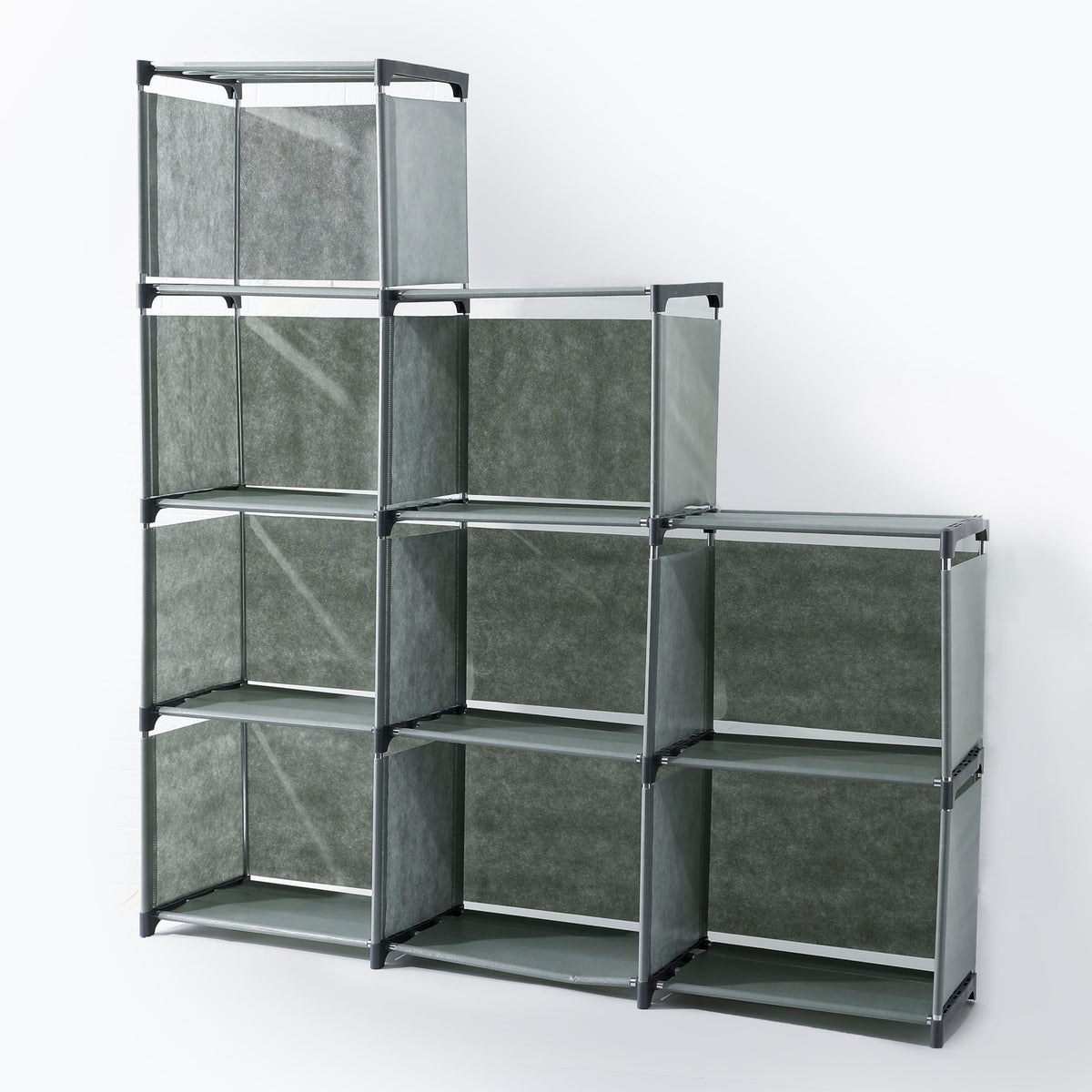 Kuber Industries (Pack of 3) 9 Layer Book Rack | Book Cabinet Shelves for Bedroom Office Living Room | Storage Shelve for Books Storage Organizer | Adjustable Shelf Rack | SJ432G| Grey