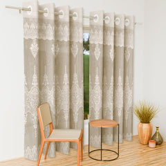 Heart Home Door Curtain|Darkening Door Curtains|Premium Drapes for Bedroom|Sheer Curtain with 8 Rings|Parda for Living Room|Net Frill Door Curtain|7 Ft|SY15ZZ|Cream