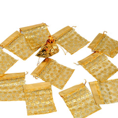 Kuber Industries 10 Piece Cotton Eyelashpotli, Golden