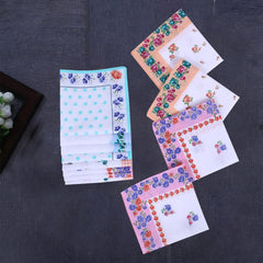 Heart Home Handkerchiefs | Soft Cotton Hankies for Woman | Hankies for Girls | White Border Ladies Hanky | Skin Care Hanky for Girls | Set of 24 | Multi