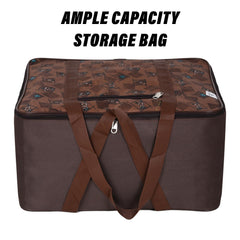 Heart Home Storage Bag | Clothes Storage Attachi Bag | Underbed Storage Bag | Zipper Storage Bag | Wardrobe Organizer with Handle | Travel Attachi Bag | Flower Check | Small | Brown