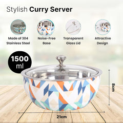 Kuber Industries Pack of 2 Stainless Steel Insulated Hotpot Roti Box with Transparent Glass Lid | 1.5L Double Walled Chapati Casserole for Serving - Multicolor