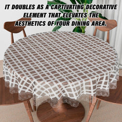 Heart Home Round Table Cover | PVC Table Cloth for Round Tables | 4 Seater Round Table Cloth | Self Check Kitchen Dining Tablecloth | Tabletop Cover | 60 Inch | White
