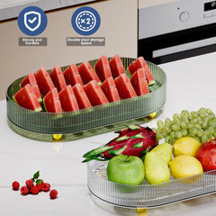 Kuber Industries Pack of 5 Multipurpose Double layer Decorative Drain Tray | Makeup Perfume Organiser, Bathroom Vanity, Dresser Tray, Kitchen Countertop Organiser Tray | Anti Slip | Transparent
