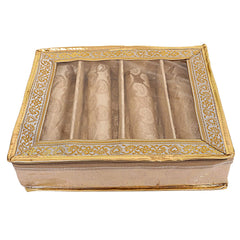 Kuber Industries Brocade 2 Piece Cloth 4 Rod Bangle Box, Gold,Standard,CTKTC0288