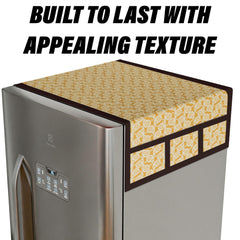 Kuber Industries Fridge Top Cover | Fridge Top Cover with Pockets | Refrigerator Top Cover for Kitchen | Fridge Top Cover with 6 Utility Pockets | Carry Fridge Cover | Golden