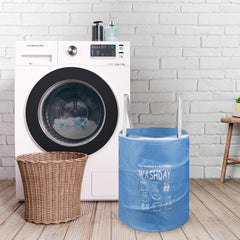 Heart Home Laundry Basket | Round Laundry Basket | Jute Storage Bag with Button Handles | Clothes Bag for Home | Toy Storage Basket | 45 LTR | Pack of 2 | Blue & Gray