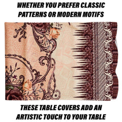 Heart Home Center Table Cover | Polyester Table Cloth Cover | 4 Seater Table Cloth | Pancy Panting Table Cover | Table Protector | Table Cover for Center Table | 40x60 Inch | Brown