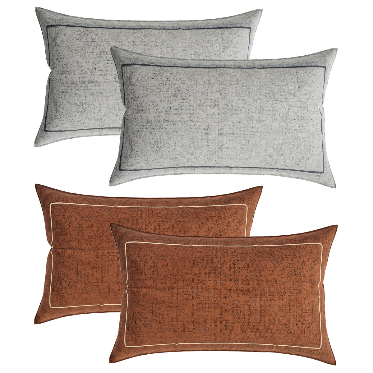 Heart Home Pillow Cover | Cotton Pillow Cover | Pillow Cover for Bedroom | Cushion Pillow Cover for Living Room | Khakhi Printed Pillow Cover Set | Set of 4 | Multicolor