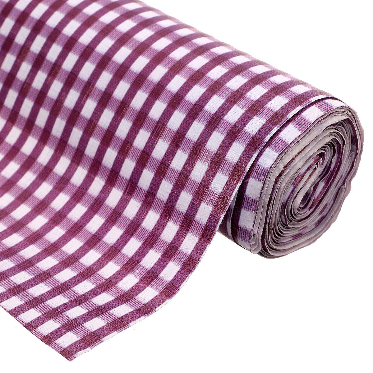 Kuber Industries Checked Design PVC Wardrobe Kitchen Drawer Shelf Mat 10 Mtr (Purple)