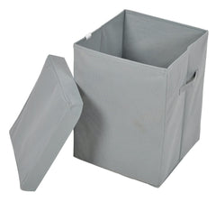 Heart Home Non-Woven Laundry Basket, Clothes Hamper For Laundry Closet, Bedroom, Bathroom With Lid & Handles (Grey)-44HH0186