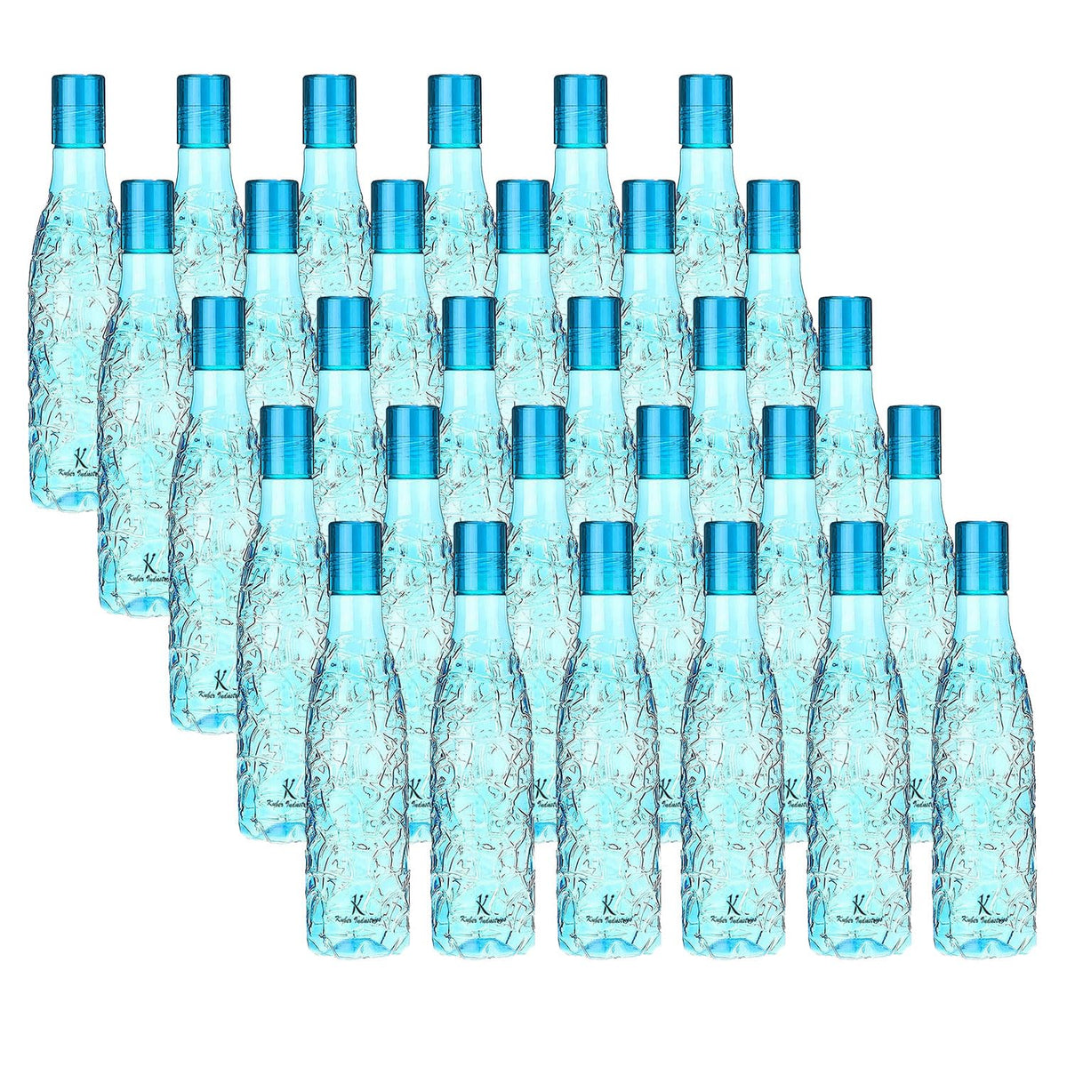 Kuber Industries BPA-Free Plastic Water Bottle|Leak Proof, Firm Grip, 100% Food Grade Plastic Bottles|for Home, Office, & Gym|Unbreakable, Freezer Proof, Fridge Water Bottle|Set of 6|Blue (Pack of 5)