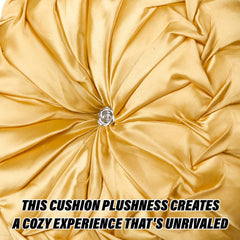 Heart Home Round Cushion | Silk Cushion Filler | Cushion for Meditation | Cushion for Seating | Cushion Gaddi for Sofa | Cushion for Chair | Flower Shape | 15 Inch | Golden