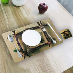 Kuber Industries Horse Design PVC 6 Piece Dining Table Placemat Set with Tea Coasters (Brown)-CTKTC032182, Polyvinyl Chloride