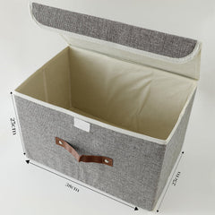 Kuber Industries Large Storage Box With Lid|Foldable Toys Storage Bin|Wardrobe Organizer For clothes|Front Handle & Sturdy Pack Of-6 (Grey)