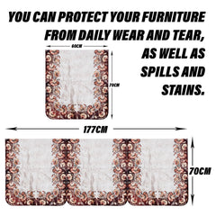 Heart Home Sofa Cover | 3+1 Seater Sofa Slip Cover Set | Brown Flower Sofa Cover | Velvet Couch Cover | Sofa Slipcover Set | Sofa Cover for Living Room | Golden