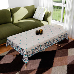 Heart Home Sofa Cover | Sofa & Center Table Cover Set | Blue Digital Leaf Sofa Cover with Table Cover | Velvet 5 Seater Sofa & Table Cover Set For Living Room | Gray